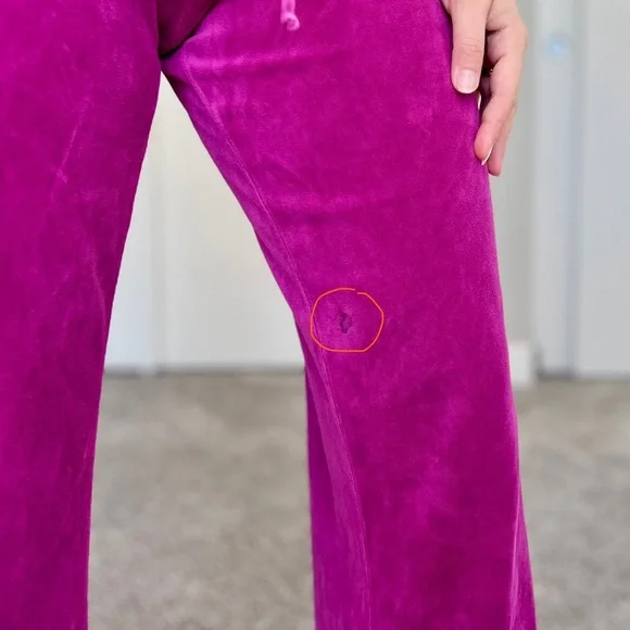Vintage Y2K Juicy Couture Bling Velour Plush Tracksuit Pants - Size M - Magenta - Picture 7 of 8